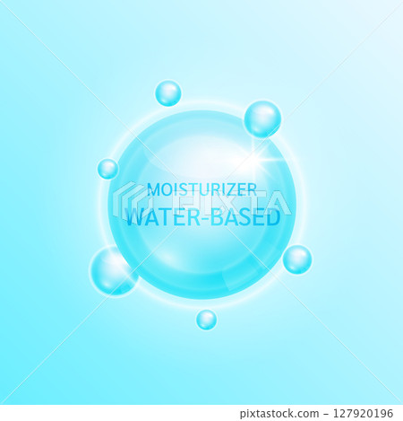 Moisturizer water based Suitable for normal or oily skin that lacks water. Collagen solution and hyaluronic acid serum helps keep skin youthful. For cosmetic advertising medical beauty. Vector EPS10. 127920196