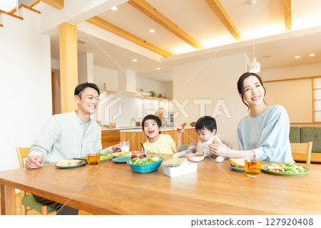Young family, parents and children, happy family Young family, parents and children, happy family 127920408
