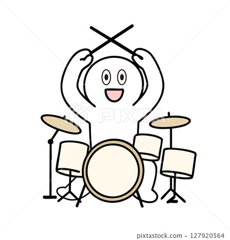 Stick figures crossing drum sticks 127920564