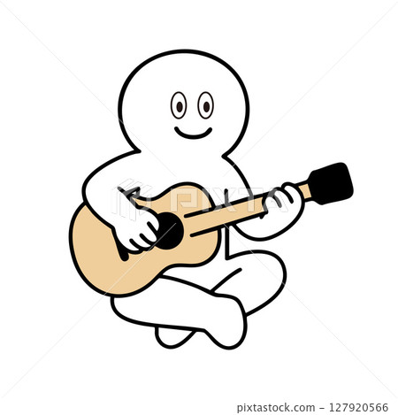 Stick figure playing guitar and singing 127920566