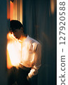 Korean style young businessman white shirt portrait in evening light Korean style young businessman white shirt portrait in evening light 127920588