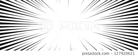 Comic speed lines background. Cartoon book explosion background. Superhero radial line pattern frame. Vector impact backdrop. Pop art flash beams or rays effect. Manga or anime sunburst wallpaper. 127920621