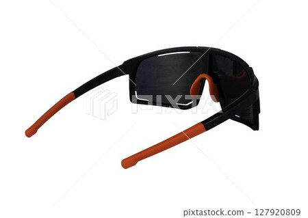 Cycling glasses for sports, unisex, plastic, with red temples. High quality photo Cycling glasses for sports, unisex, plastic, with red temples. High quality photo 127920809