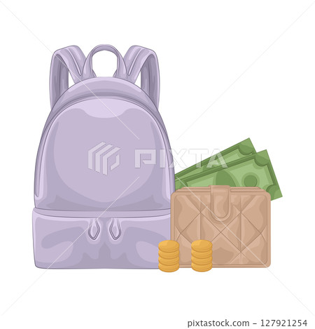 Illustration of Backpack and wallet Illustration of Backpack and wallet 127921254