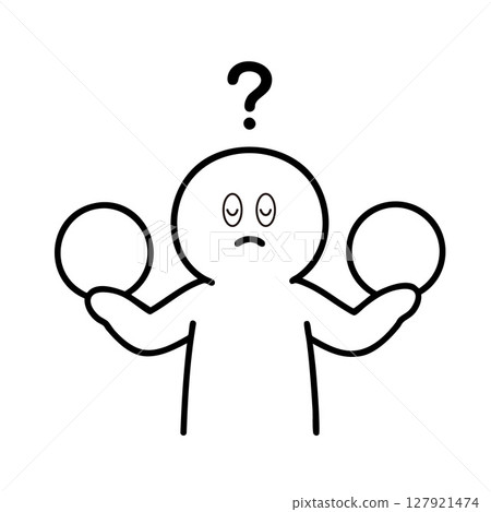 A stick figure struggling to decide which to choose 127921474