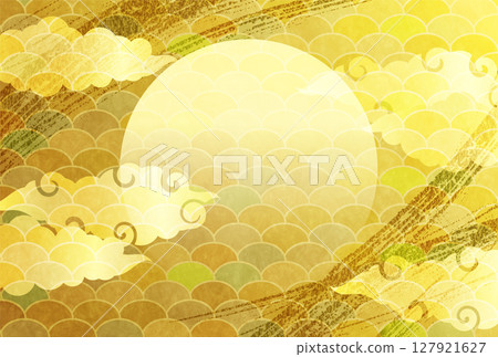 Moon viewing gold landscape autumn background 127921627