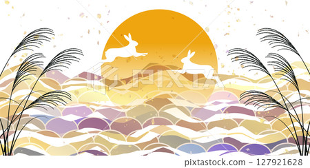 Moon viewing wave landscape autumn background 127921628