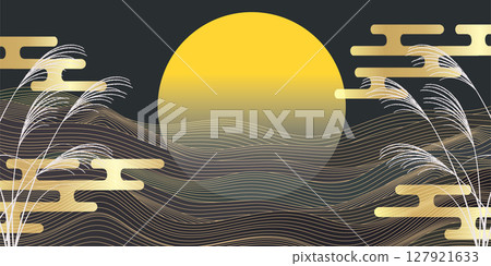 Moon viewing wave landscape autumn background 127921633