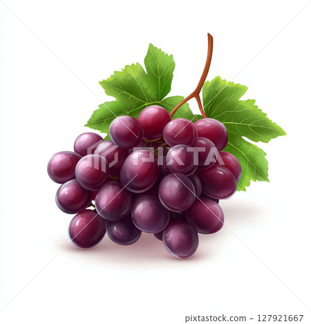 Fresh red grape cluster with green leaves, vibrant and juicy, perfect for healthy snacking Fresh red grape cluster with green leaves, vibrant and juicy, perfect for healthy snacking 127921667