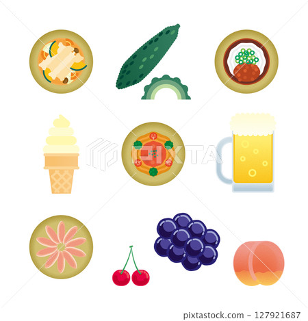Yamanashi gourmet illustration set 127921687
