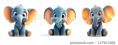 Cute and playful cartoon elephant with big ears and bright eyes, full of joy and charm 127921866