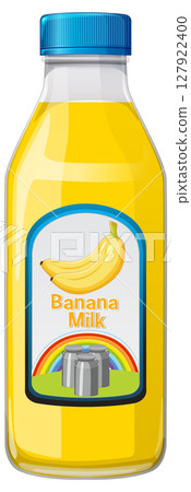 Colorful Banana Milk Bottle Vector Illustration 127922400
