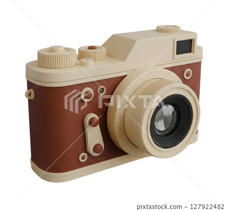 Vintage Film Camera Minimalist 3D Rendering in a Soft And Smooth Renderer 127922482