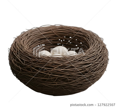 Birds Nest with Eggs Minimalist 3D Rendering in a Soft And Smooth Renderer 127922507