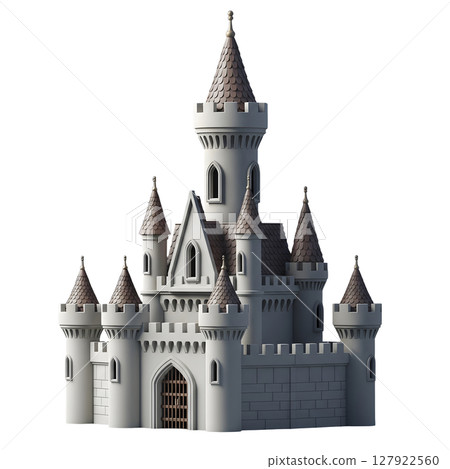 Fantasy Castle Minimalist 3D Rendering in a Soft And Smooth Renderer 127922560