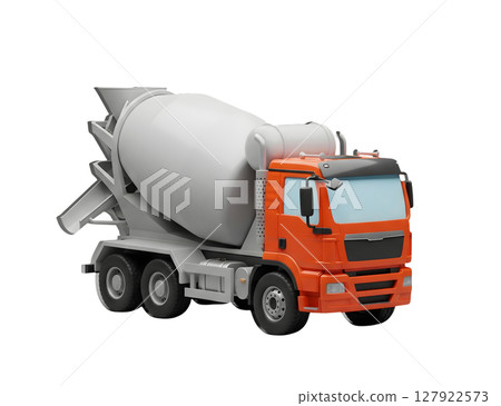 Cement Mixer Truck Minimalist 3D Rendering in a Soft And Smooth Renderer 127922573