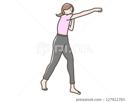 一名婦女打拳的插圖 127922705