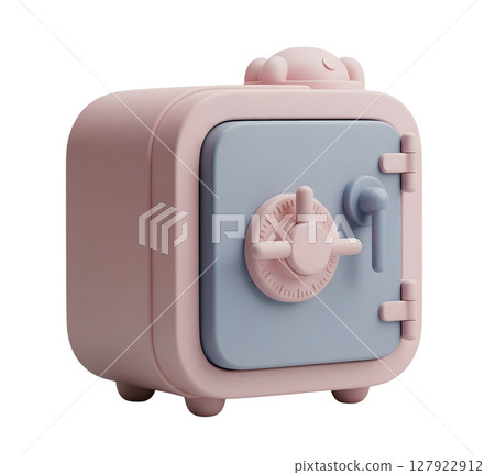 Closed Metal Safe Minimalist 3D Rendering in a Soft And Smooth Renderer 127922912
