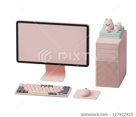 Desktop Computer Minimalist 3D Rendering in a Soft And Smooth Renderer Desktop Computer Minimalist 3D Rendering in a Soft And Smooth Renderer 127922919