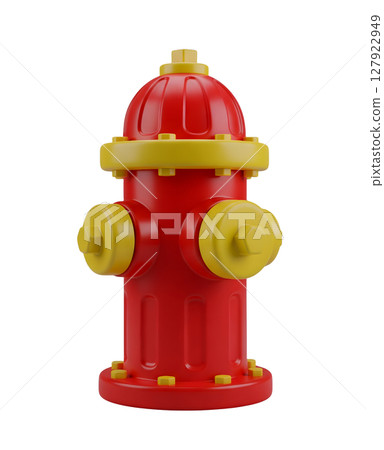 Red Fire Hydrant Minimalist 3D Rendering in a Soft And Smooth Renderer 127922949