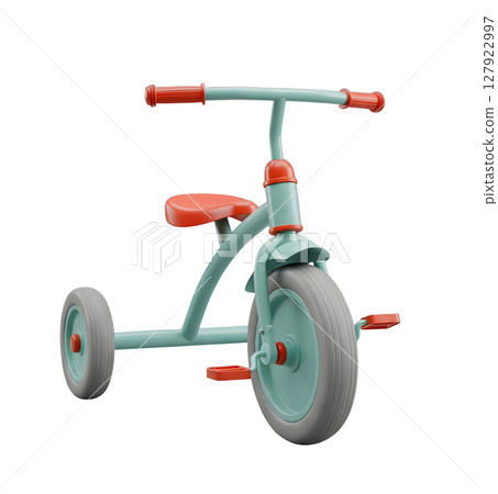 Childrens Tricycle Minimalist 3D Rendering in a Soft And Smooth Renderer 127922997
