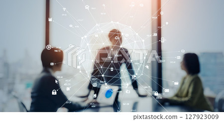 Group of business people meeting in office and communication network concept Group of business people meeting in office and communication network concept 127923009