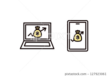 Computer and money icon set Computer and money icon set 127923061