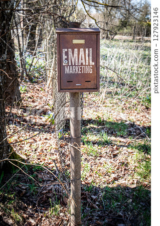 Email Marketing Concept. Rustic Mailbox in Outdoor Setting 127923146