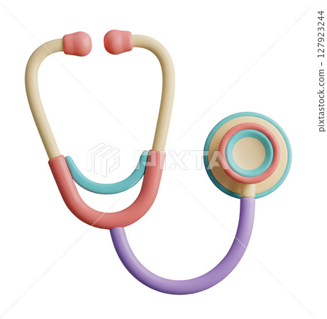 Medical Stethoscope Minimalist 3D Rendering in a Soft And Smooth Renderer 127923244