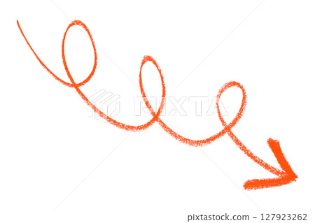 Red arrow symbol colored pencil isolated on transparent background 127923262