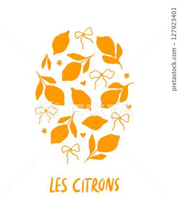 Hand drawn dolce vita poster with lemons 127923401