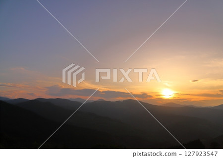 Sunset sky, sunset, clouds, mountains 127923547
