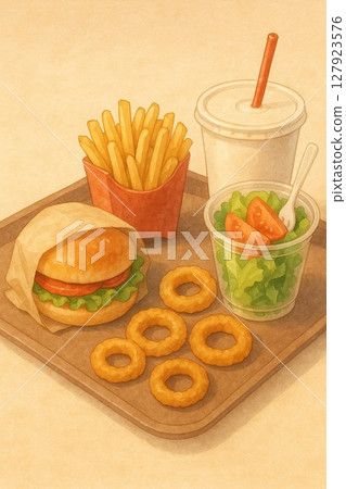 A warm illustration of a hamburger A warm illustration of a hamburger 127923576
