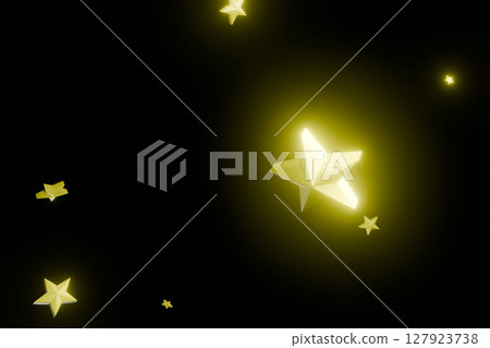3DCG image of shining stars on a black background 127923738