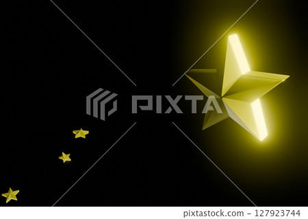 3DCG image of shining stars on a black background 127923744