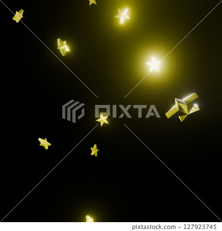 3DCG image of a star floating on a black background 127923745