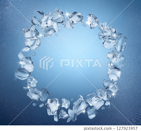 冰環，藍色背景，閃光 127923957