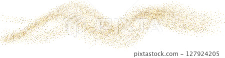 Luxury golden glowing dust, wave flow lines with golden glitter, glowing sparkles, dust, sand 127924205