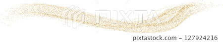 Golden sparks wave. Luxury glowing scattered wave with golden glitter, sparkles, dust, sand Golden sparks wave. Luxury glowing scattered wave with golden glitter, sparkles, dust, sand 127924216