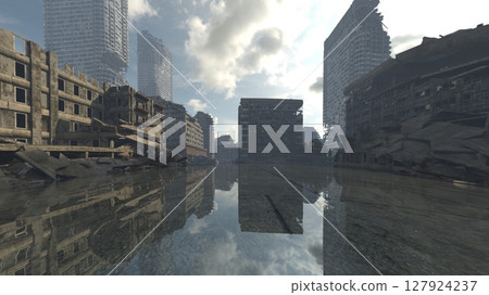 ruined city landscape ruined city landscape 127924237