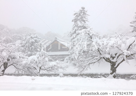 Snowy scenery of the "national treasure" Hikone Castle and Hikone Castle Museum (Hikone City History Museum) / The coldest day / Japan's 100 most famous castles 127924370