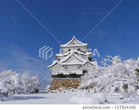 國寶彥根城 - 天守閣的雪景 / 最冷的一天 / 日本百座名城 / 日本百處最佳音景 / 琵琶湖國定公園 127924386