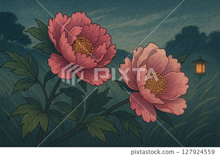 牡丹花在風中搖曳 127924559