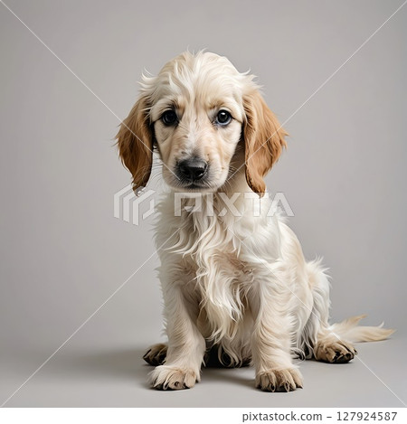 阿富汗獵犬小狗坐著的可愛插圖 127924587