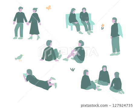人們在公園裡放鬆 人們在公園裡放鬆 127924735