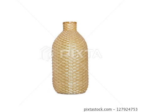 weaving from a vine in the form of a glass bottle isolated on a white background 127924753