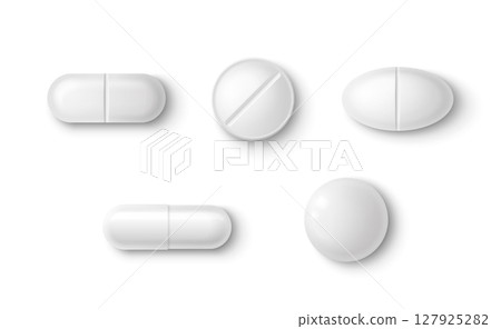 White 3d pills collection 127925282