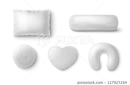 White pillow and cushion 3d set 127925284