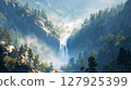 Mysterious mountain waterfalls and misty valleys 127925399
