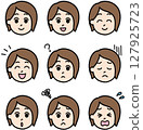 woman with various facial expressions 127925723